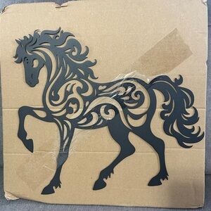 Majestic Black Horse Metal Wall Art